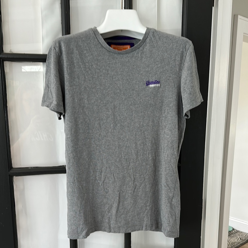 Superdry orange label women’s gray basic tee -size small